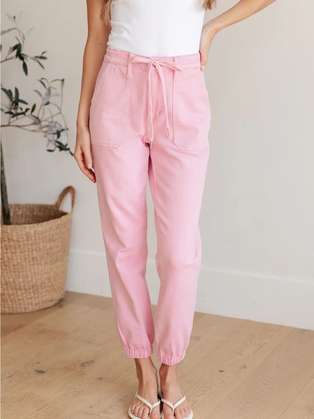 Judy Blue Light Pink Drawstring Casual Pants Size 15